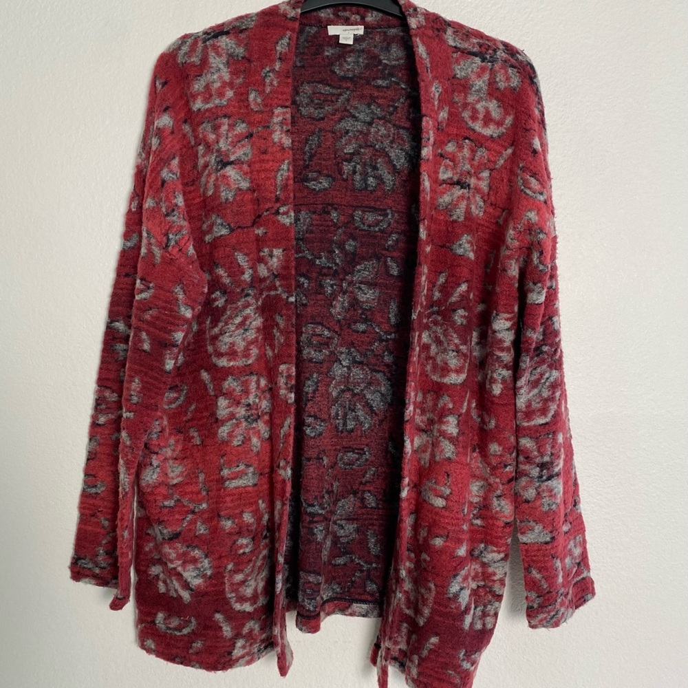 Purejill Woolblend Floral Open-Front Cardigan Size S‎
